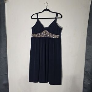 AGB Navy Dress with Ruffle Detail